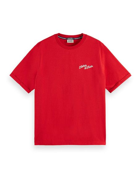 Scotch & Soda Koszulka w kolorze czerwonym rozmiar: M. Czerwone bluzki Scotch & Soda, m, bez wzorów, z bawełny, bez kołnierzyka, bez ramiączek. Za 87,40 zł.