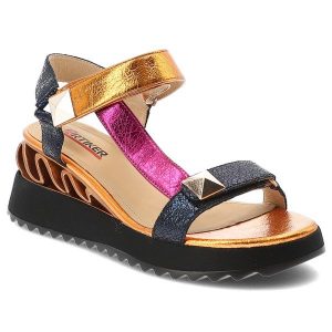 Sandały damskie Artiker, cholewka ze skóry naturalnej licowej pasek wokół kostki z regulacją na rzep, pomarańczowe, 58C1371. Brązowe sandały ARTIKER, bez wzorów, ze skóry, bez obcasa, bez zapięcia. Za 299,00 zł.