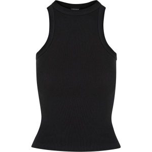 Damski tank top Urban Classics Racer Back. Czarne topy Urban Classics, bez wzorów, eleganckie, bez kołnierzyka, bez ramiączek. Za 90,00 zł.