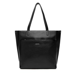 Torebka Lasocki. Czarne shopper bag Lasocki, bez wzorów, bez dodatków. Za 189,99 zł.