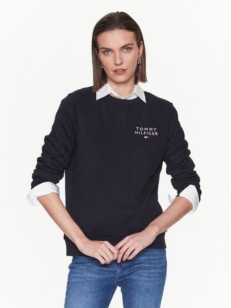 Tommy Hilfiger Bluza UW0UW04521 Granatowy Regular Fit. Niebieskie bluzy TOMMY HILFIGER, xs, bez wzorów, z bawełny, bez kaptura. Za 190,99 zł.
