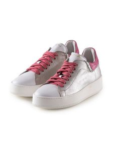 Anna Morellini Skórzane sneakersy "Emina" w kolorze biało-szaro-różowym rozmiar: 40. Białe trampki Anna Morellini, bez wzorów, bez zapięcia. Za 360,17 zł.