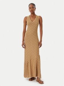LOLA CASADEMUNT Sukienka dzianinowa MS2616040 Beżowy Slim Fit. Brązowe sukienki LOLA CASADEMUNT, m, bez wzorów, z dzianiny, bez kołnierzyka, bez ramiączek. Za 605,99 zł.