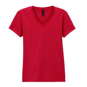 Koszulka Z Dekoltem W Szpic Dla Kobiet. Czerwone bluzki GILDAN, xl, bez wzorów, sportowe, bez kołnierzyka, bez ramiączek. Za 55,99 zł.