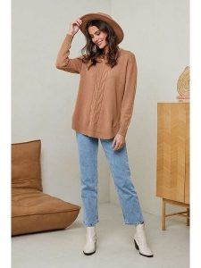 Soft Cashmere Sweter w kolorze jasnobrązowym rozmiar: 34/36. Brązowe swetry oversize Soft Cashmere, bez wzorów, z kaszmiru, bez ramiączek. Za 104,99 zł.