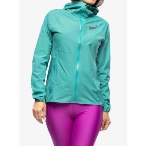 Kurtka przeciwdeszczowa damska Inov-8 Stormshell FZ V2. Zielone kurtki Inov-8, bez wzorów, bez kaptura. Za 382,99 zł.
