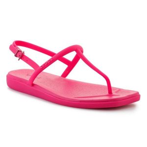 Sandały Crocs Miami Thong Flip 209793-6ZQ różowe. Czerwone sandały bez wzorów, bez obcasa, bez zapięcia. Za 303,63 zł.