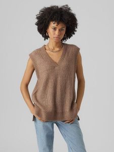 Vero Moda Bezrękawnik w kolorze jasnobrązowym rozmiar: S. Brązowe kamizelki Vero Moda, s, bez wzorów, bez kołnierzyka, bez ramiączek, bez kaptura. Za 66,16 zł.