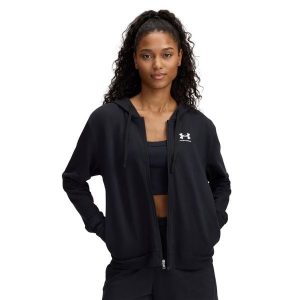Bluza Under Armour Ua Rival Terry Fz Damskie. Czarne bluzy Under Armour, s, bez wzorów, bez kaptura. Za 276,60 zł.