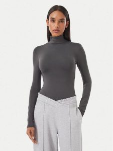 Guess Body V6BP04 K6317 Szary ciemny Slim Fit. Szare body i gorsety Guess, z aplikacjami, z syntetyku. Za 264,99 zł.