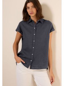 Cecil Lniana bluzka w kolorze antracytowym rozmiar: L. Czarne bluzki Cecil, l, bez wzorów, ze lnu, bez kołnierzyka, bez ramiączek. Za 127,05 zł.