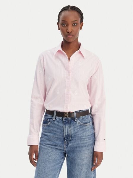 Tommy Hilfiger Koszula WW0WW49386 Różowy Regular Fit. Czerwone koszule TOMMY HILFIGER, bez wzorów, z bawełny, bez kołnierzyka, bez ramiączek. Za 356,99 zł.