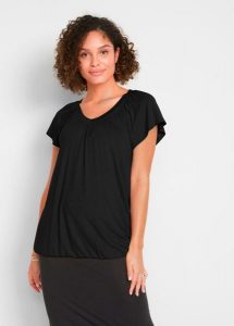 T-shirt z mieszanki wiskozy. Zielone t-shirty bonprix, bez wzorów, z wiskozy, bez kołnierzyka, bez ramiączek. Za 59,99 zł.