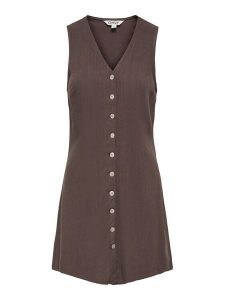 ONLY Sukienka codzienna Siesta 15357797 Brązowy ciemny Regular Fit. Brązowe sukienki ONLY, na co dzień, m, bez wzorów, z wiskozy, bez kołnierzyka, bez ramiączek, proste. Za 149,99 zł.
