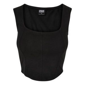 Tank top court kobiety Urban Classics. Czarne topy Urban Classics, bez wzorów, bez kołnierzyka, bez ramiączek. Za 134,50 zł.