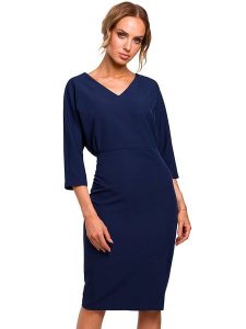 Made of emotion Sukienka w kolorze granatowym rozmiar: XL. Niebieskie sukienki Made Of Emotion, xl, bez wzorów, bez kołnierzyka, bez ramiączek, midi. Za 118,56 zł.