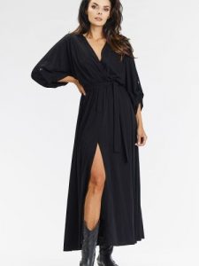 Sukienka Model A670 Black - awama. Czarne sukienki Awama, do pracy, l, bez wzorów, z elastanu, biznesowe, bez kołnierzyka, plus size, bez ramiączek, maxi, dopasowane. Za 425,71 zł.