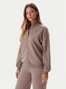 Guess Bluza V5BQ15 KCX22 Beżowy Regular Fit. Brązowe bluzy Guess, s, z aplikacjami, z syntetyku, bez kaptura. Za 379,99 zł.