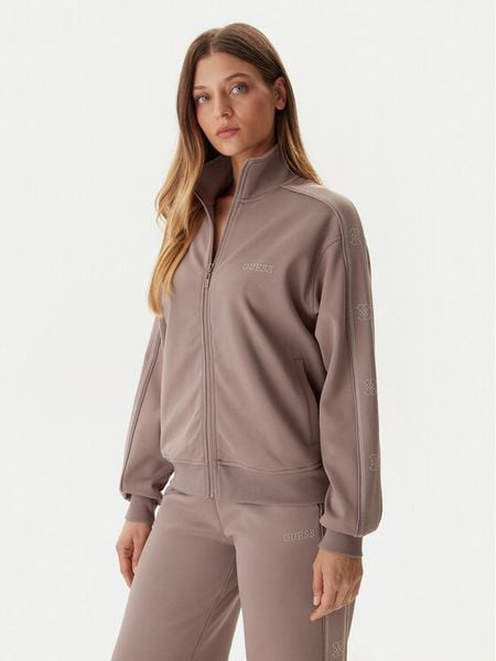 Guess Bluza V5BQ15 KCX22 Beżowy Regular Fit. Brązowe bluzy Guess, m, z aplikacjami, z syntetyku, bez kaptura. Za 309,99 zł.