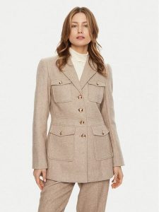 Bruuns Bazaar Marynarka Baki BBW4290 Beżowy Slim Fit. Brązowe marynarki i żakiety Bruuns Bazaar, bez wzorów, z syntetyku. Za 579,99 zł.