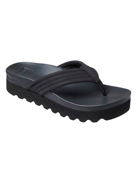 Reef Japonki "Cushion Shea" w kolorze czarnym rozmiar: 37,5. Czarne klapki Reef, bez wzorów, z otwartym noskiem, bez obcasa, na platformie. Za 87,61 zł.