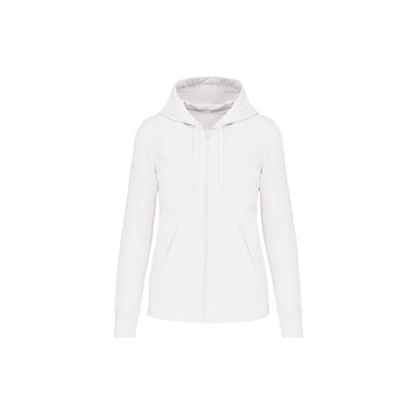 Ekologiczna damska bluza rozpinana z kapturem Kariban. Białe bluzy KARIBAN, bez wzorów, z kapturem. Za 197,00 zł.
