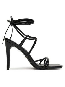 DeeZee Sandały LB0407-1 Czarny. Czarne sandały DeeZee, bez wzorów, ze skóry, bez obcasa, na szpilce, bez zapięcia. Za 139,99 zł.