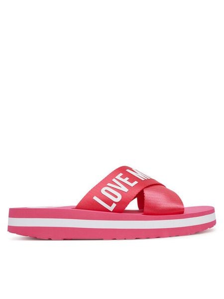 LOVE MOSCHINO Klapki JA28324G0MIX3604 Różowy. Czerwone klapki LOVE MOSCHINO, bez wzorów, z materiału, bez obcasa. Za 325,99 zł.