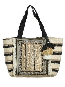 BLE Shopper bag w kolorze czarno-jasnobrązowym - 45 x 25 x 15 cm rozmiar: onesize. Brązowe shopper bag BLE, z aplikacjami, z materiału, na ramię, bez dodatków. Za 158,47 zł.