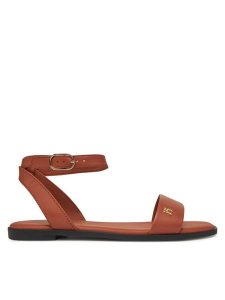 Tommy Hilfiger Sandały Ankle Strap Leather Sandal FW0FW08422 Brązowy. Brązowe sandały TOMMY HILFIGER, bez wzorów, ze skóry, bez obcasa, na płaskiej podeszwie, bez zapięcia. Za 289,99 zł.
