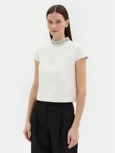 Motivi Bluzka 2630Q001764N Écru Regular Fit. Bluzki Motivi, bez wzorów, z syntetyku, bez kołnierzyka, bez ramiączek. Za 249,99 zł.