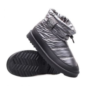 Buty Lee Cooper W LCJ-23-44-1966L srebrny. Szare buty zimowe z materiału, bez obcasa, bez zapięcia. Za 137,52 zł.
