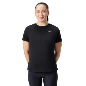 Koszulka Pro Dla Kobiet. Czarne bluzki Speedo, bez wzorów, sportowe, bez kołnierzyka, bez ramiączek. Za 157,99 zł.