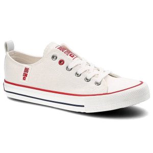 Białe Trampki Big Star Modne Buty Damskie Półbuty. Białe półbuty Big Star, bez wzorów, bez obcasa, na płaskiej podeszwie, bez zapięcia. Za 89,00 zł.