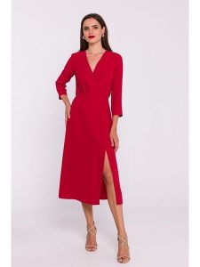 Stylove Sukienka w kolorze czerwonym rozmiar: XXL. Czerwone sukienki Stylove, xxl, bez wzorów, bez kołnierzyka, bez ramiączek, midi. Za 232,78 zł.