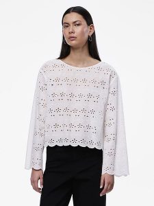 Pieces Bluzka w kolorze białym rozmiar: XS. Białe bluzki Pieces, xs, bez wzorów, z bawełny, bez kołnierzyka, bez ramiączek. Za 48,28 zł.