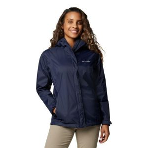 Kurtka przeciwdeszczowa damska Columbia Arcadia II Jacket z kapturem. Niebieskie kurtki Columbia, xs, bez wzorów, z nylonu, z kapturem. W wyprzedaży za 377,20 zł.