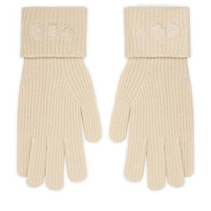 Rękawiczki Damskie Guess. Brązowe rękawiczki Guess, z aplikacjami, z dzianiny. Za 119,99 zł.