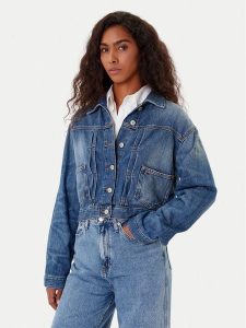 Tommy Jeans Kurtka jeansowa DW0DW21061 Granatowy Regular Fit. Niebieskie kurtki Tommy Jeans, m, bez wzorów, z bawełny, bez kaptura. Za 489,99 zł.