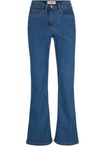 Dżinsy ze stretchem BOOTCUT, mid waist. Niebieskie jeansy bonprix, bez wzorów, z jeansu. Za 79,99 zł.