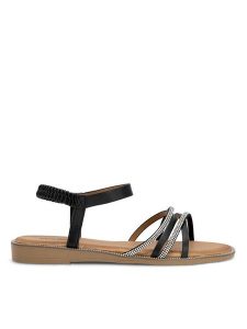 Clara Barson Sandały WYL04008-1A Czarny. Czarne sandały Clara Barson, bez wzorów, ze skóry, bez obcasa, na płaskiej podeszwie, bez zapięcia. Za 79,99 zł.