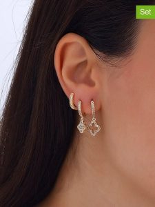 Nakkash Pozłacane kolczyki-kreole (3 szt.) z cyrkoniami rozmiar: onesize. Żółte kolczyki Nakkash, z cyrkonią, pozłacane. Za 43,99 zł.