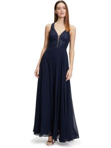 Vera Mont Sukienka w kolorze granatowym rozmiar: 38. Niebieskie sukienki Vera Mont, bez wzorów, bez kołnierzyka, bez ramiączek, midi. Za 326,32 zł.