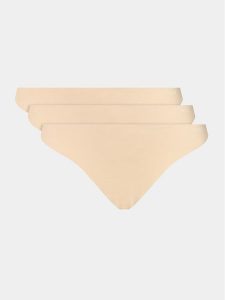 Hugo Komplet 3 par stringów 50492489 Beżowy. Brązowe komplety bielizny Hugo, bez wzorów, z syntetyku. Za 139,99 zł.