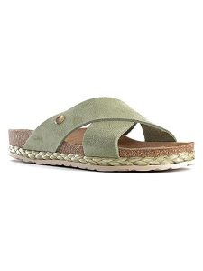 BAYTON Skórzane klapki "Burgos" w kolorze khaki rozmiar: 37. Brązowe klapki Bayton, bez wzorów, ze skóry, z otwartym noskiem, bez obcasa, na platformie. Za 164,92 zł.