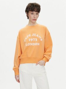 Pepe Jeans Bluza Venus PL581487 Pomarańczowy Loose Fit. Brązowe bluzy Pepe Jeans, s, bez wzorów, z bawełny, bez kaptura. Za 209,99 zł.