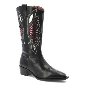 Czarne Kowbojki Gioseppo Stylowe Obuwie Damskie. Czarne botki Hot Potatoes by Gioseppo, z jeansu, bez obcasa, na obcasie, bez zapięcia. Za 586,99 zł.