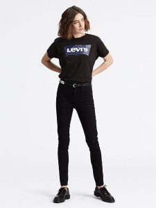 Levi´s Dżinsy "721" - Skinny fit - w kolorze czarnym rozmiar: W28/L32. Czarne jeansy z aplikacjami, z podwyższonym stanem. Za 197,63 zł.
