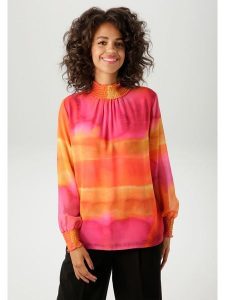 Aniston Bluzka w kolorze różowo-musztardowym rozmiar: 42. Różowe bluzki Aniston, bez wzorów, bez kołnierzyka, bez ramiączek. Za 61,02 zł.