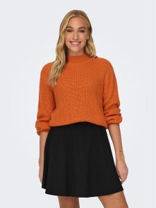 JDY Golf Justy 15305467 Pomarańczowy Regular Fit. Brązowe golfy JDY, bez wzorów, z syntetyku. Za 89,99 zł.